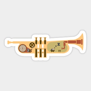 Steampunk Trumpet Sleeping Creature Sticker